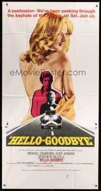 8d418 HELLO-GOODBYE int'l 3sh '70 Michael Crawford has been peeping at sexy Genevieve Gilles!
