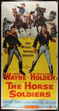 8d422 HORSE SOLDIERS 3sh '59 art of U.S. Cavalrymen John Wayne & William Holden, John Ford