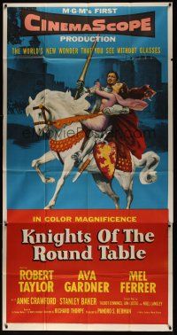 8d447 KNIGHTS OF THE ROUND TABLE 3sh '54 Robert Taylor as Lancelot, sexy Ava Gardner as Guinevere!
