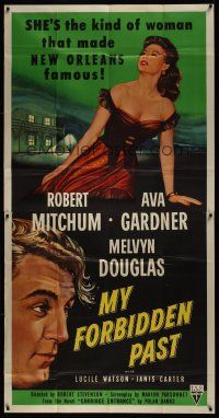 8d479 MY FORBIDDEN PAST 3sh '51 Mitchum, Gardner is the kind of girl that made New Orleans famous!
