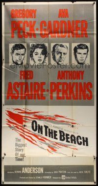 8d488 ON THE BEACH 3sh '59 art of Gregory Peck, Ava Gardner, Fred Astaire & Anthony Perkins!