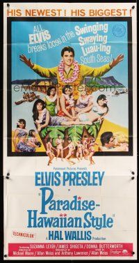 8d492 PARADISE - HAWAIIAN STYLE 3sh '66 Elvis Presley on the beach with sexy tropical babes!