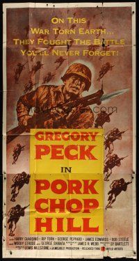 8d500 PORK CHOP HILL 3sh '59 Lewis Milestone directed, cool art of Korean War soldier Gregory Peck!