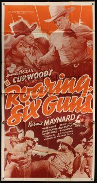 8d512 ROARING SIX GUNS 3sh '37 cowboy Kermit Maynard in a story by James Oliver Curwood!