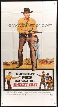 8d527 SHOOT OUT int'l 3sh '71 great full-length image of gunfighter Gregory Peck vs. 3 fast guns!