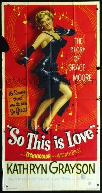 8d533 SO THIS IS LOVE 3sh '53 sexy artwork of Kathryn Grayson as shimmy dancer Grace Moore!