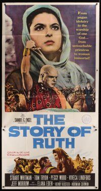 8d543 STORY OF RUTH 3sh '60 Stuart Whitman, Tom Tryon, Biblical montage artwork!