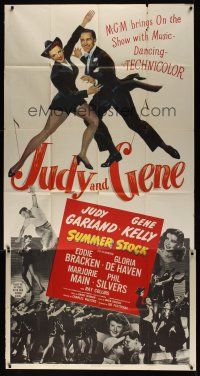 8d547 SUMMER STOCK 3sh '50 full-length image of Judy Garland & Gene Kelly dancing together!