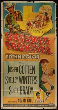 8d574 UNTAMED FRONTIER 3sh '52 cowboy Joseph Cotten, sexy showgirl Shelley Winters!