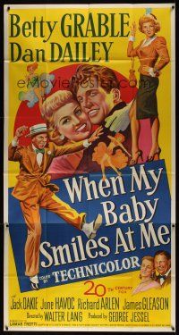 8d585 WHEN MY BABY SMILES AT ME 3sh '48 stone litho image of sexy Betty Grable & Dan Dailey!