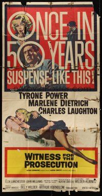 8d590 WITNESS FOR THE PROSECUTION 3sh '58 Billy Wilder, Tyrone Power, Marlene Dietrich, Laughton