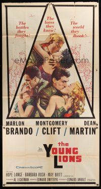8d594 YOUNG LIONS 3sh '58 art of Nazi Marlon Brando, Dean Martin & Montgomery Clift!