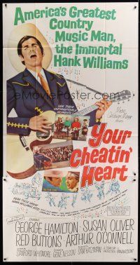 8d596 YOUR CHEATIN' HEART 3sh '64 great image of George Hamilton as Hank Williams with guitar!