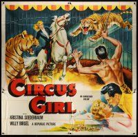 8d078 CIRCUS GIRL 6sh '56 art of Kristina Soederbaum in cage with circus tigers!