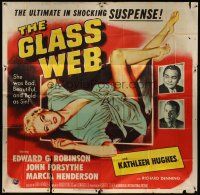 8d092 GLASS WEB 6sh '53 Edward G. Robinson, John Forsythe, art of sexy nearly naked girl!