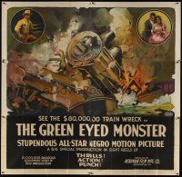 8d095 GREEN EYED MONSTER 6sh '19 stupendous all-star negro motion picture, stone litho train art!