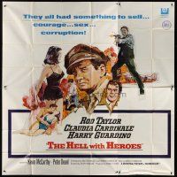 8d099 HELL WITH HEROES 6sh '68 Rod Taylor, Claudia Cardinale, they all had something to sell!