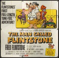 8d112 MAN CALLED FLINTSTONE 6sh '66 Hanna-Barbera, Fred, Barney, Wilma & Betty, spy spoof!