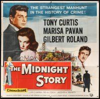 8d120 MIDNIGHT STORY 6sh '57 Tony Curtis in the strangest San Francisco manhunt in crime's history!