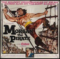 8d121 MORGAN THE PIRATE int'l 6sh '61 Morgan il pirate, art of barechested swashbuckler Steve Reeves