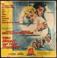 8d124 NIGHT OF THE HUNTER 6sh '55 Robert Mitchum, Shelley Winters, Charles Laughton classic noir!