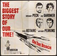 8d126 ON THE BEACH 6sh '59 art of Gregory Peck, Ava Gardner, Fred Astaire & Anthony Perkins!