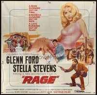 8d136 RAGE 6sh '66 running man Glenn Ford is out of time, sexy Stella Stevens running out of men!
