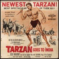 8d149 TARZAN GOES TO INDIA 6sh '62 great artwork of Jock Mahoney as the King of the Jungle!