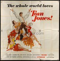 8d154 TOM JONES int'l 6sh '63 artwork of Albert Finney surrounded by five sexy women on bed!