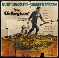 8d159 UNFORGIVEN 6sh '60 art of Burt Lancaster & Audrey Hepburn, directed by John Huston!