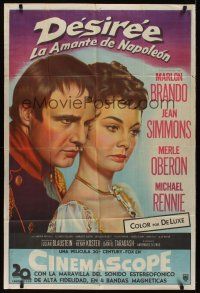 8d202 DESIREE Argentinean '54 different romantic art of Marlon Brando & pretty Jean Simmons!