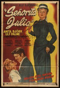 8d264 MISS JULIE Argentinean '51 art of Ulf Palme romancing sexy Anita Bjork in title role!