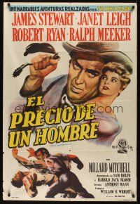 8d268 NAKED SPUR Argentinean '53 art of strong man James Stewart & sexy bait Janet Leigh!