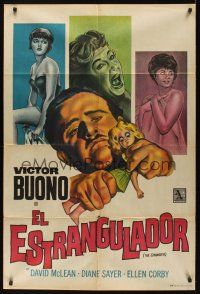8d306 STRANGLER Argentinean '64 artwork of creepy Victor Buono ripping head off doll!