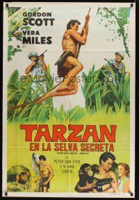 8d310 TARZAN'S HIDDEN JUNGLE Argentinean '55 cool artwork of Gordon Scott as Tarzan!