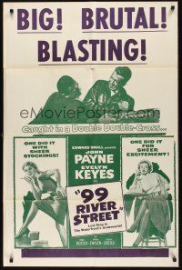 8e010 99 RIVER STREET 1sh R50s John Payne with sexy double-crossing Evelyn Keyes & Peggie Castle!