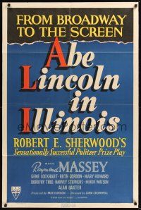 8e011 ABE LINCOLN IN ILLINOIS 1sh '40 Raymond Massey as Abraham Lincoln!