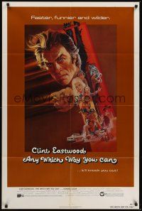 8e038 ANY WHICH WAY YOU CAN 1sh '80 cool artwork of Clint Eastwood & Clyde by Bob Peak!