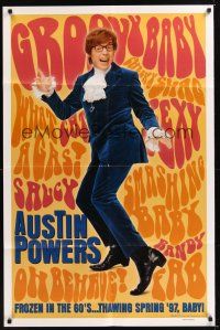 8e051 AUSTIN POWERS: INT'L MAN OF MYSTERY teaser DS 1sh '97 Mike Myers is frozen in the 60s!