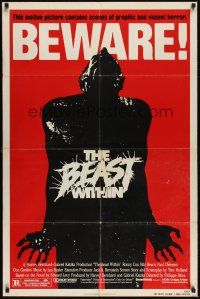 8e065 BEAST WITHIN revised 1sh '82 BEWARE! This motion picture contains graphic and violent horror!