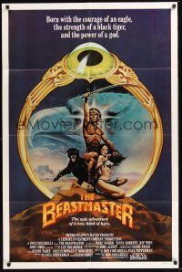 8e066 BEASTMASTER int'l 1sh '82 cool fantasy art of barechested Marc Singer & sexy Tanya Roberts!