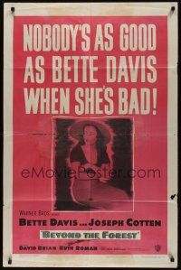 8e078 BEYOND THE FOREST 1sh '49 King Vidor, nobody's as good as Bette Davis when she's bad!