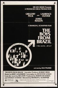 8e115 BOYS FROM BRAZIL 1sh '78 Gregory Peck is a Nazi on the run from Laurence Olivier!