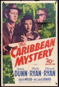 8e145 CARIBBEAN MYSTERY 1sh '45 James Dunn, Sheila Ryan & Edward Ryan in the topical jungle!