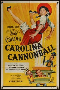 8e147 CAROLINA CANNONBALL 1sh '55 wacky art of Judy Canova, sci-fi comedy!