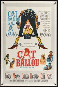 8e152 CAT BALLOU int'l 1sh '65 classic sexy cowgirl Jane Fonda, Lee Marvin, great artwork!