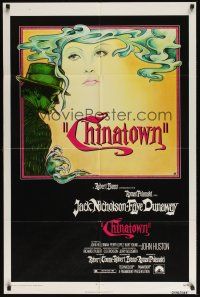 8e163 CHINATOWN 1sh '74 art of Jack Nicholson & Faye Dunaway by Jim Pearsall, Roman Polanski!