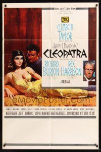 8e169 CLEOPATRA Spanish/U.S. 1sh '63 Elizabeth Taylor, Richard Burton, Rex Harrison, Terpning art!