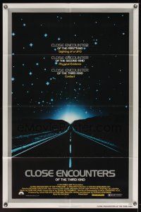 8e173 CLOSE ENCOUNTERS OF THE THIRD KIND silver border 1sh '77 Steven Spielberg sci-fi classic!