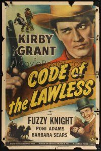 8e176 CODE OF THE LAWLESS 1sh '45 Kirby Grant in western action, Fuzzy Knight, Jane Adams!